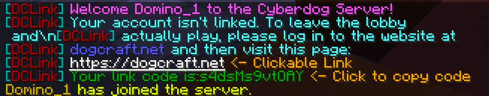 Unlinked player welcome message image