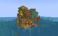 A front view of the floathing paradise without shaders