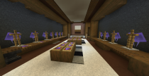 More than a shulker's worth of enchanted elytra are displayed at Scisfy Vault's first floor.