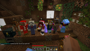 Spelling Dogcraft with people during Montenators' Burrow Station opening.png