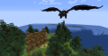 Toothless flying in over the island of Berk on Beagle