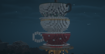 Three stacked teacups, one for each member of Team Tea